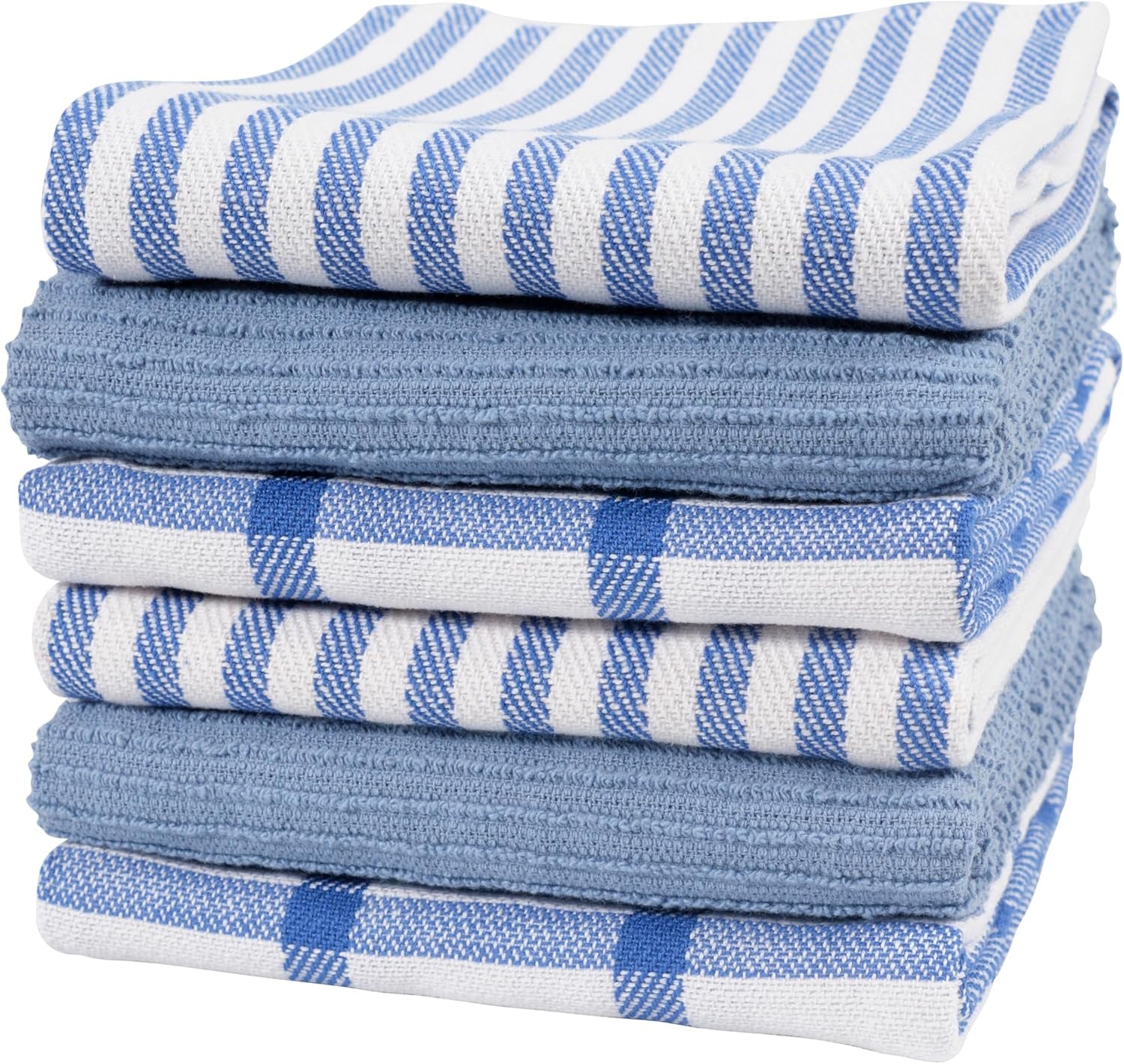 KAF Home Premium Kitchen Towels (18" x 28"), Large 100% Cotton, Flat & Terry Absorbent Dish Towel Set (Black, 6 Pack)
