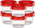 (32 Ounce 10 Pack) Twist cap Containers Clear Bottom With Red Top Screw on Lids Twist Top Food Storage Freezer Containers