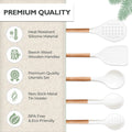 White Silicone Cooking Utensils Set Non Toxic - 11 Pcs Nonstick Kitchen Utensils Set with Holder