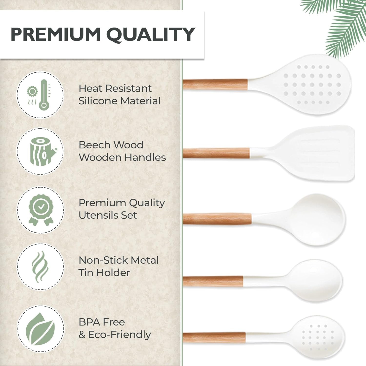 White Silicone Cooking Utensils Set Non Toxic - 11 Pcs Nonstick Kitchen Utensils Set with Holder