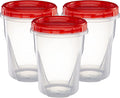 (32 Ounce 10 Pack) Twist cap Containers Clear Bottom With Red Top Screw on Lids Twist Top Food Storage Freezer Containers