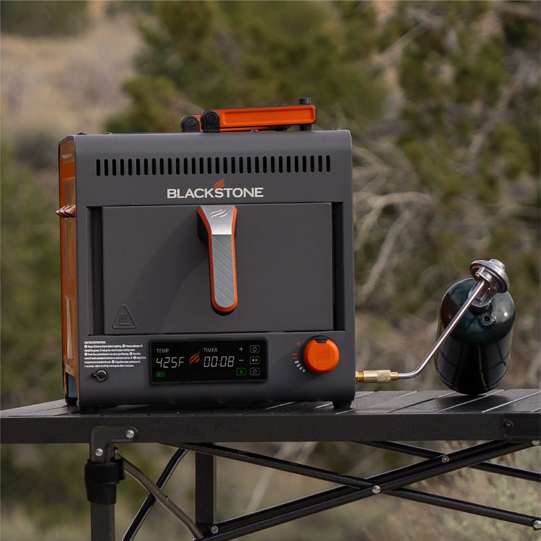 Adventure Ready Portable Propane Air Fryer, 4 Quart, Gray & Orange, 18W, 3Ft Cord