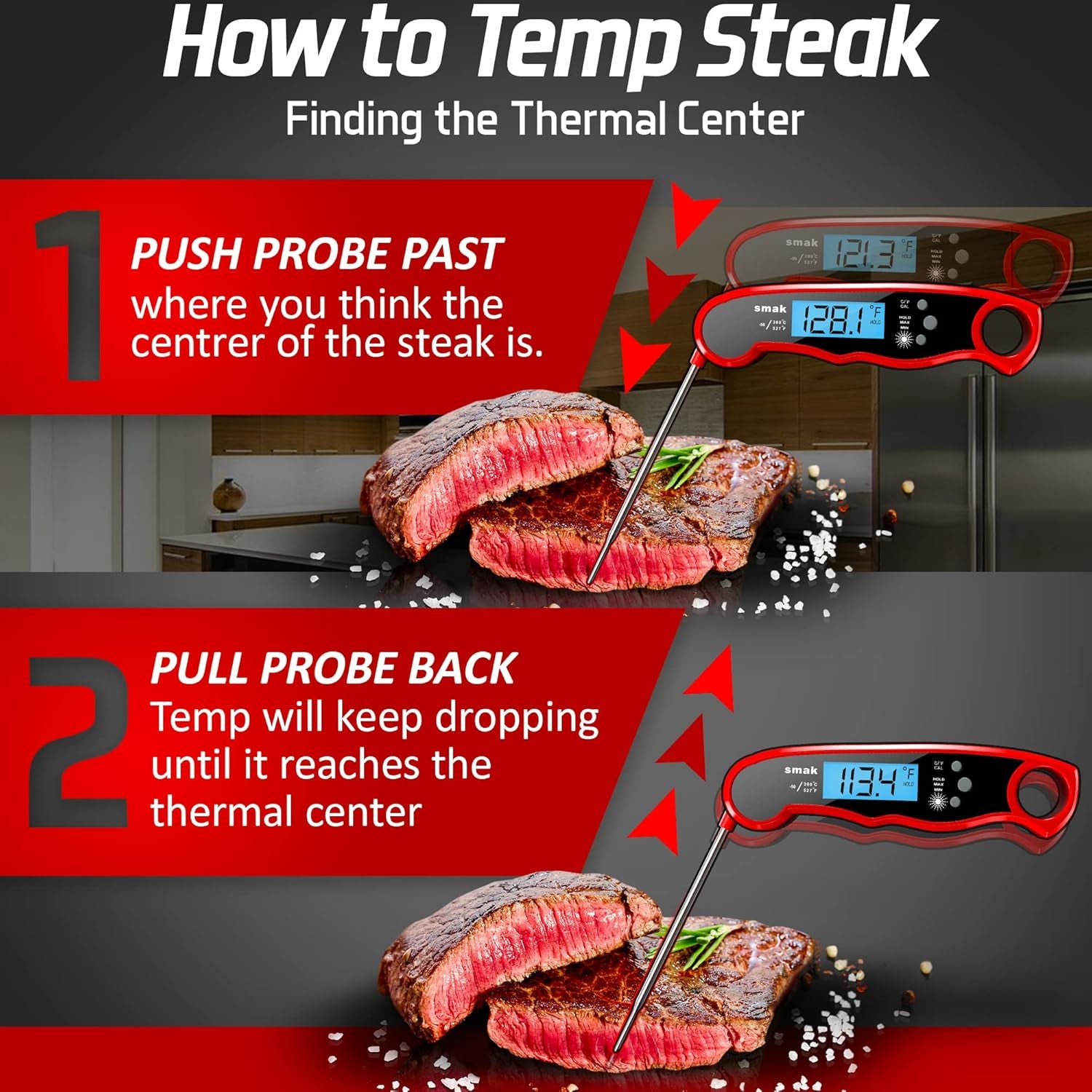 Waterproof Kitchen Food Cooking Thermometer with Backlight