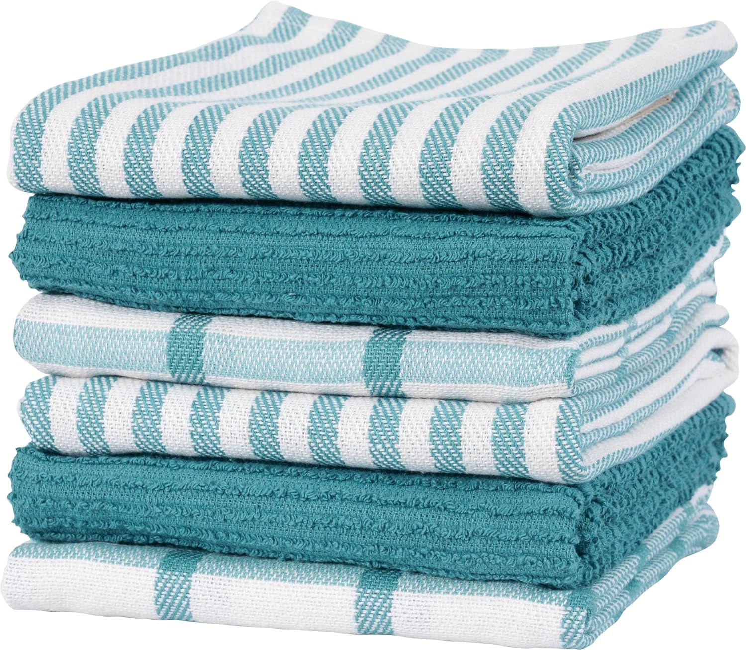 KAF Home Premium Kitchen Towels (18" x 28"), Large 100% Cotton, Flat & Terry Absorbent Dish Towel Set (Black, 6 Pack)