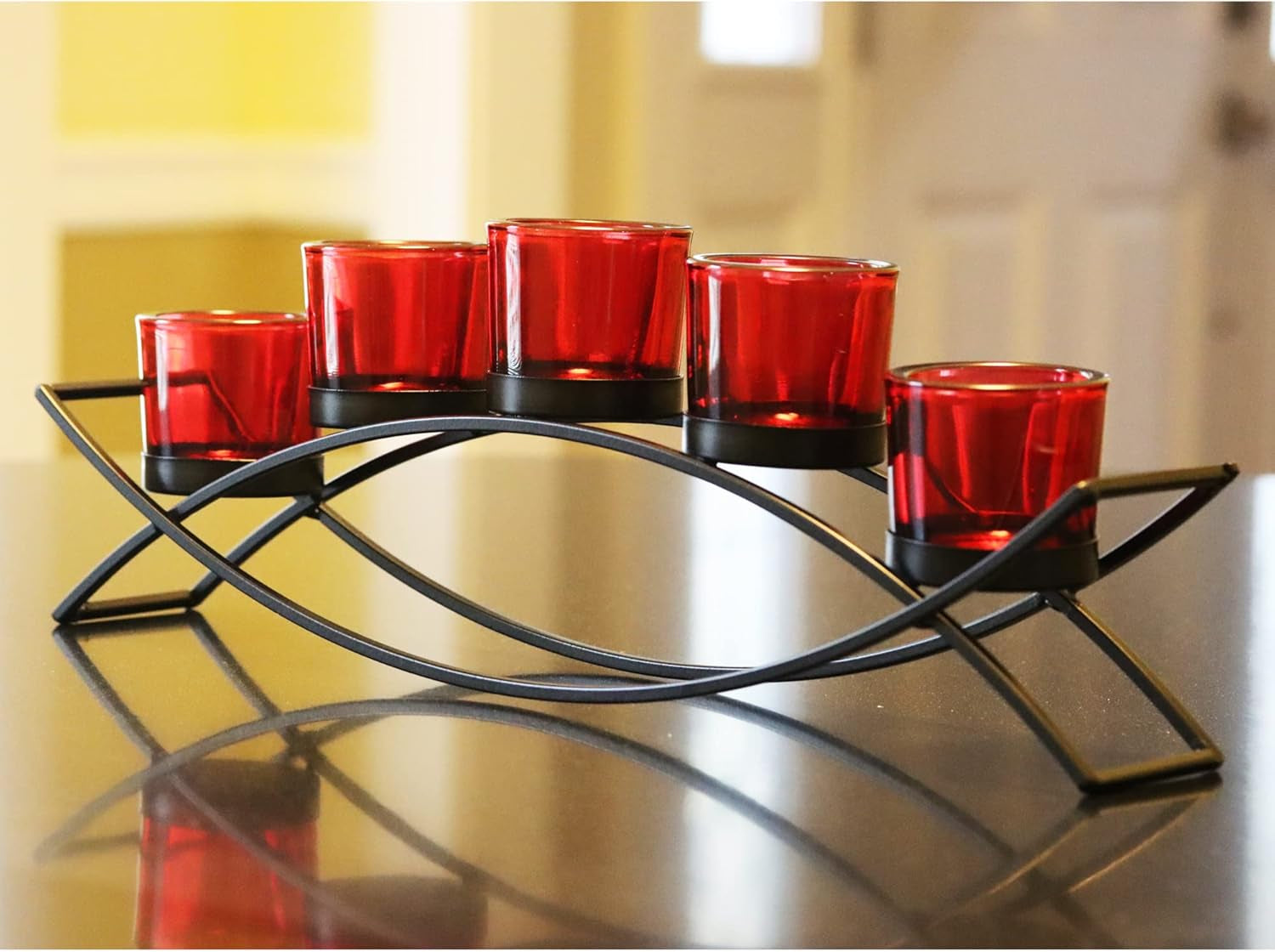 Seraphic Iron Arch Table Centerpiece Decoration 3 Cups