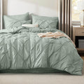 Bedsure Queen Comforter Set Grey - Bed in a Bag Queen Size 7 Pieces, GentleSoft™ Pintuck Bed Set Gift for Family, Pinch Pleat Grey Comforter with Sheets, Pillowcases & Shams