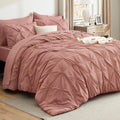 Bedsure Queen Comforter Set Grey - Bed in a Bag Queen Size 7 Pieces, GentleSoft™ Pintuck Bed Set Gift for Family, Pinch Pleat Grey Comforter with Sheets, Pillowcases & Shams
