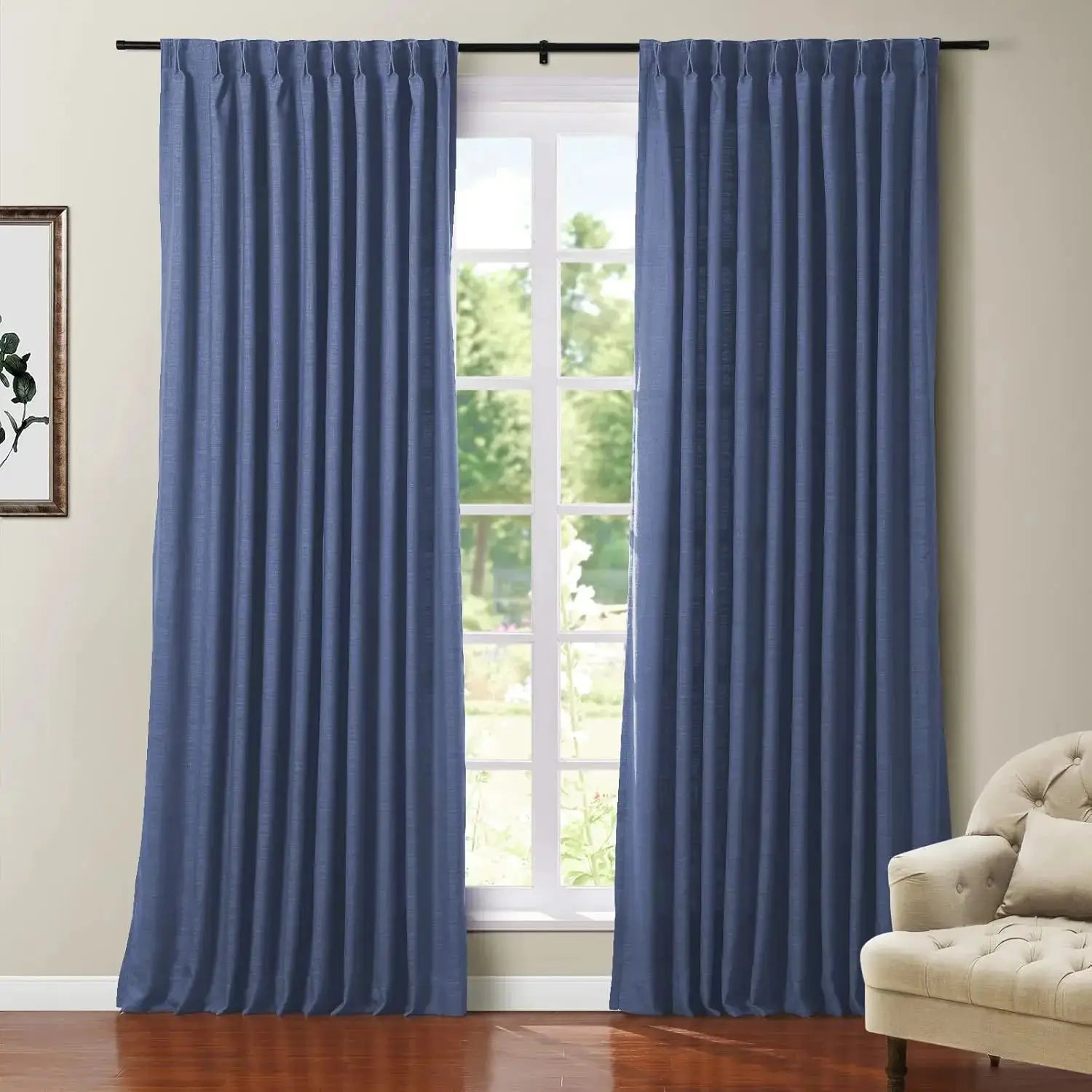 108 Inches Long Blackout Curtain for Bedroom Kids Room , Linen Blend Thermal Insulated Curtain 52Wx108L,1 Panel