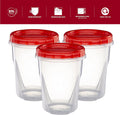 (32 Ounce 10 Pack) Twist cap Containers Clear Bottom With Red Top Screw on Lids Twist Top Food Storage Freezer Containers