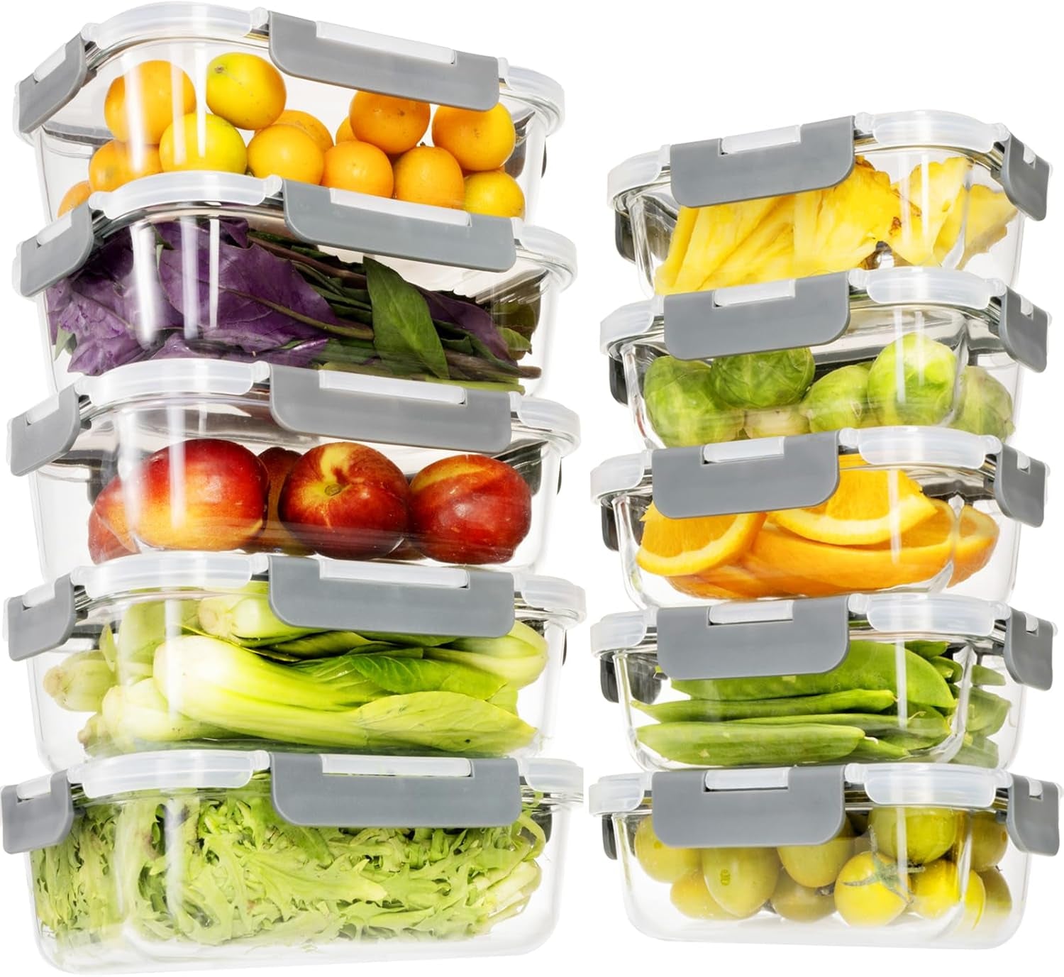 18-Piece BPA-Free Glass Food Storage Container Set with Lids - Leak-Proof Meal Prep Containers (9 Containers and 9 Lids)