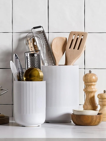 LE TAUCI Utensil Holder, 7.3"+5.4" Ceramic Kitchen Utensil Holder for Countertop