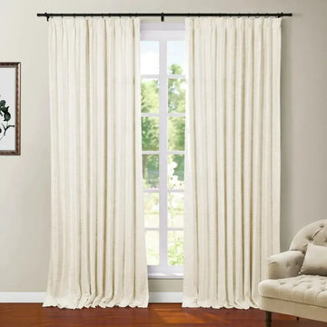 108 Inches Long Blackout Curtain for Bedroom Kids Room , Linen Blend Thermal Insulated Curtain 52Wx108L,1 Panel