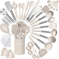 Umite Chef Silicone Kitchen Cooking Utensil Set, 43 pcs Silicone Spatula with Stainless Steel Handle, Non-stick Heat Resistant - Best Cookware (Grey)