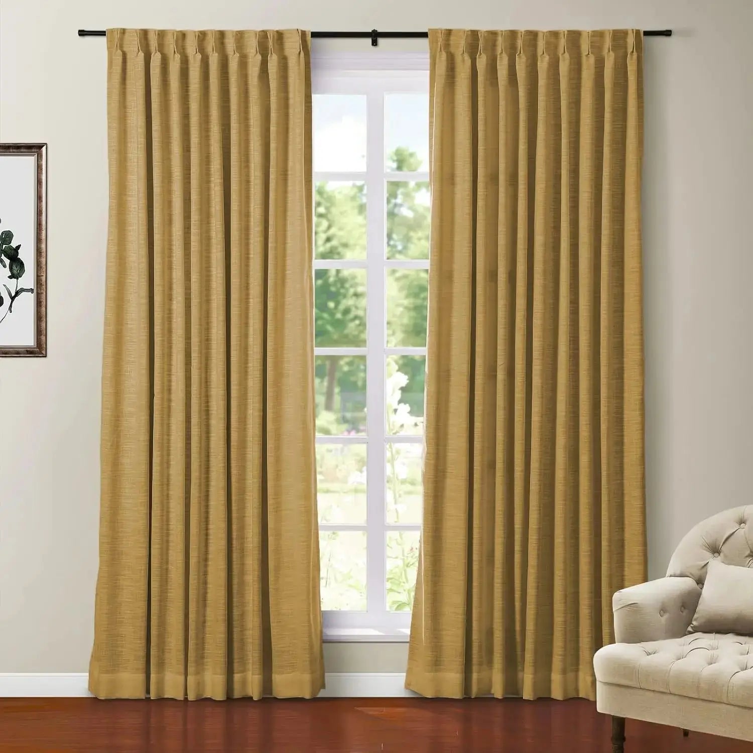108 Inches Long Blackout Curtain for Bedroom Kids Room , Linen Blend Thermal Insulated Curtain 52Wx108L,1 Panel