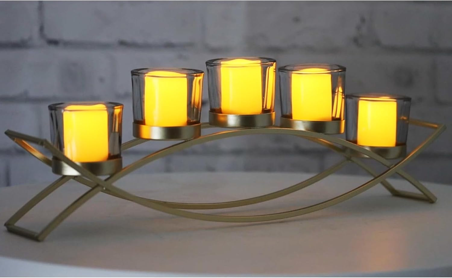 Seraphic Iron Arch Table Centerpiece Decoration 3 Cups