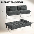 Convertible futon sofa bed with 68-inch corduroy upholstery in dark gray. Features an adjustable backrest and foldable design, perfect for small spaces.