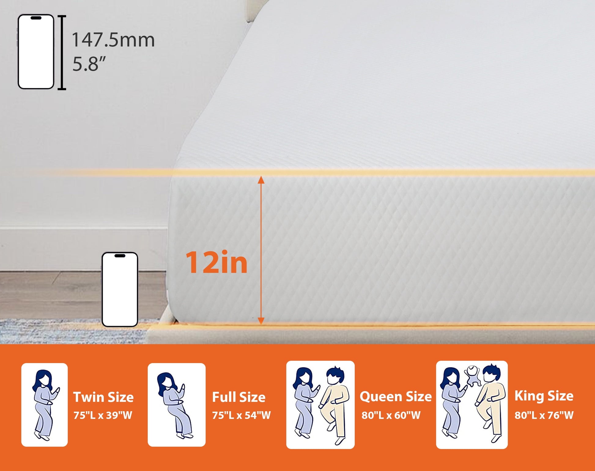 12 Inch Twin Mattress, Gel Memory Foam Mattress in a Box, Medium Comfort