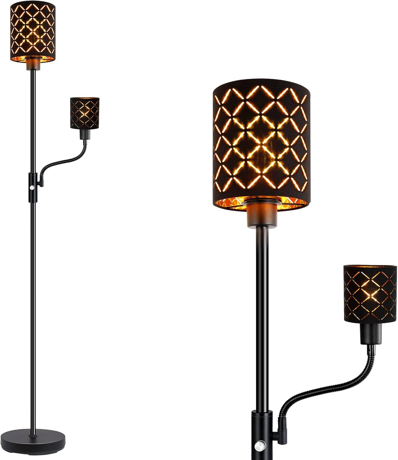 Gothic Floor Lamp with Laser-Cutout Lampshade, LED Standing Lamp for Living Room & Bedroom, 67 Inch