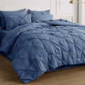 Bedsure Queen Comforter Set Grey - Bed in a Bag Queen Size 7 Pieces, GentleSoft™ Pintuck Bed Set Gift for Family, Pinch Pleat Grey Comforter with Sheets, Pillowcases & Shams