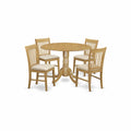 DLNO5-OAK-C 5 Pc Small Kitchen Table Set-Round Kitchen Table and 4 Dining Chairs.