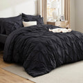 Bedsure Queen Comforter Set Grey - Bed in a Bag Queen Size 7 Pieces, GentleSoft™ Pintuck Bed Set Gift for Family, Pinch Pleat Grey Comforter with Sheets, Pillowcases & Shams