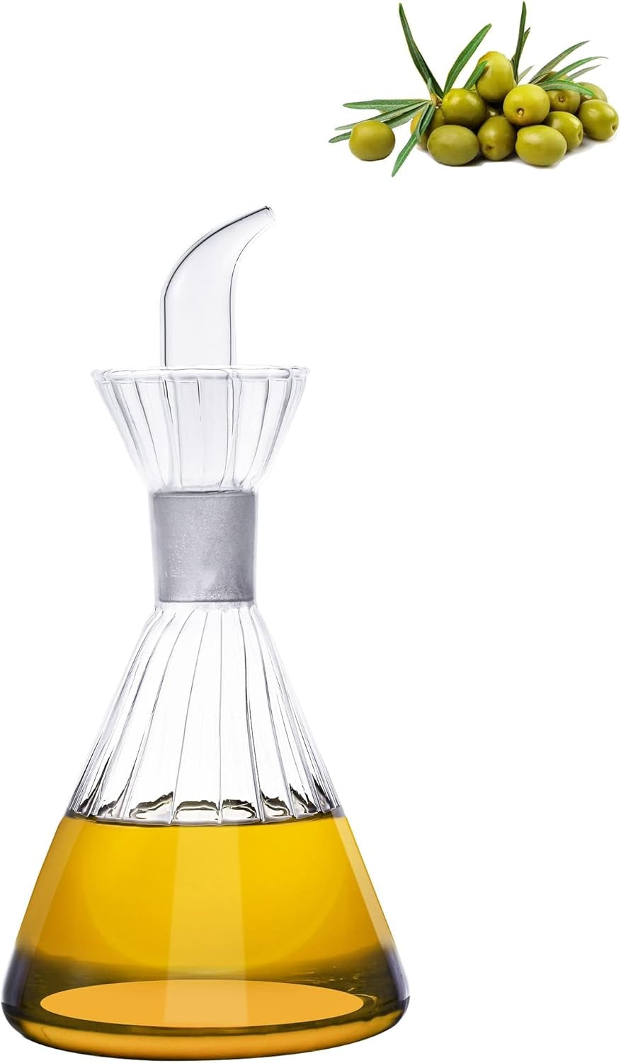 HAIZEEN 4 oz/125 ml Clear Glass Olive Oil Dispenser Bottle - Oil & Vinegar Cruet with Pourers