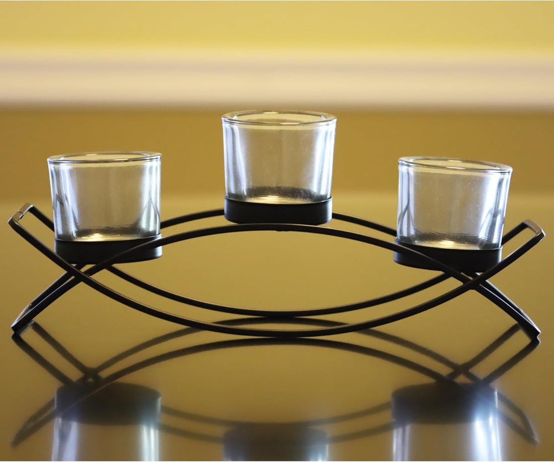 Seraphic Iron Arch Table Centerpiece Decoration 3 Cups