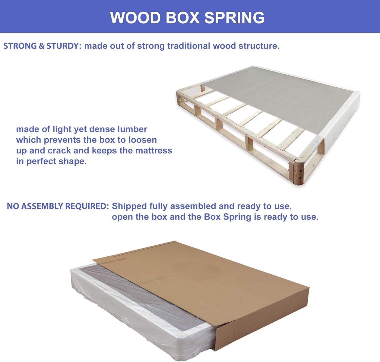 8-Inch Fully Assembled Wood Split Traditional Box Spring/Foundation for Mattress Set