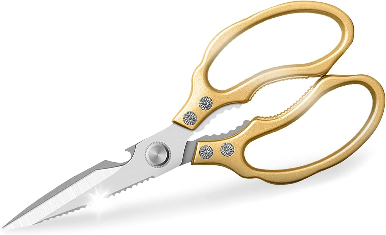 Heavy Duty Sharp Kitchen Scissors, Dishwasher Safe, Cooking Shears for Meat, Chicken, Fish, Poultry, Herb, Bread (Purple)