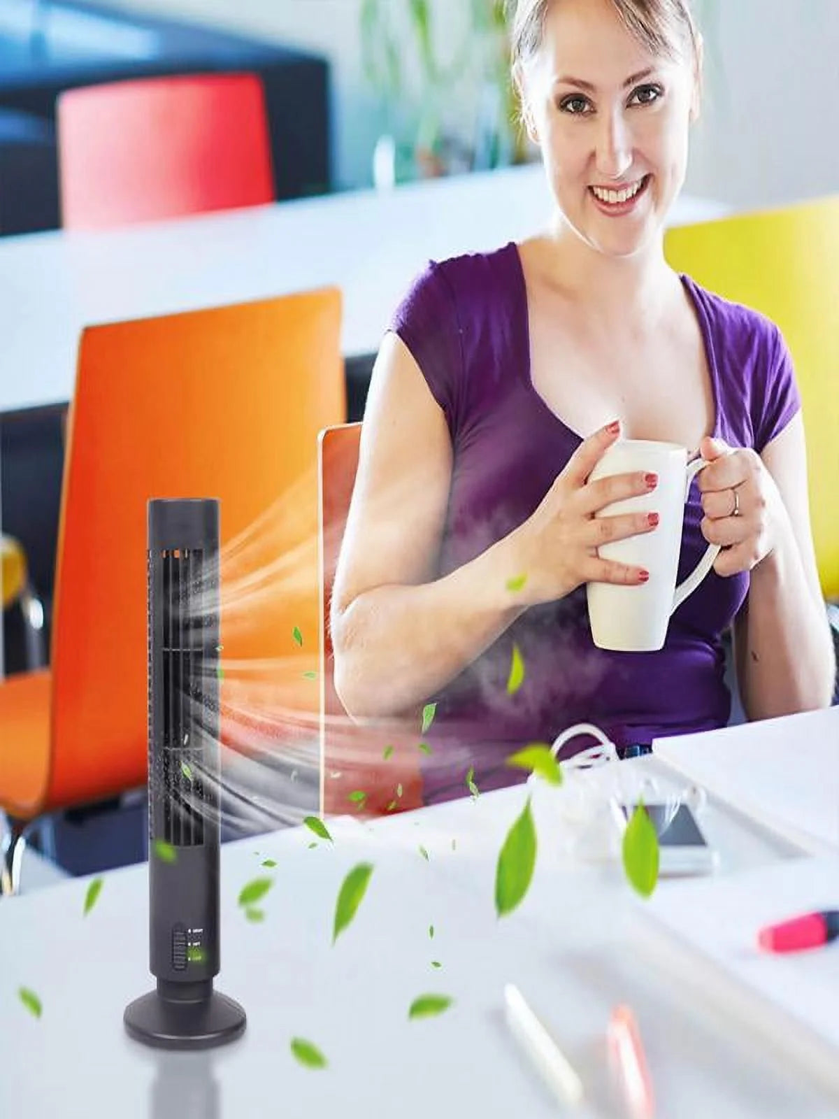Fans on Usb Tower Fan Bladeless Fan Tower Electric Fan Mini Vertical Air Conditioner Fans for Home