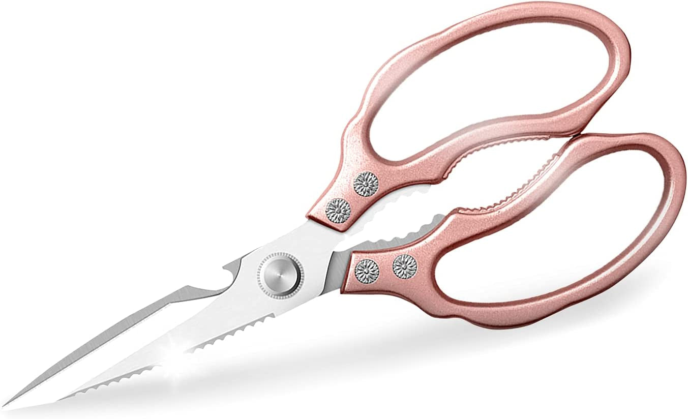 Heavy Duty Sharp Kitchen Scissors, Dishwasher Safe, Cooking Shears for Meat, Chicken, Fish, Poultry, Herb, Bread (Purple)