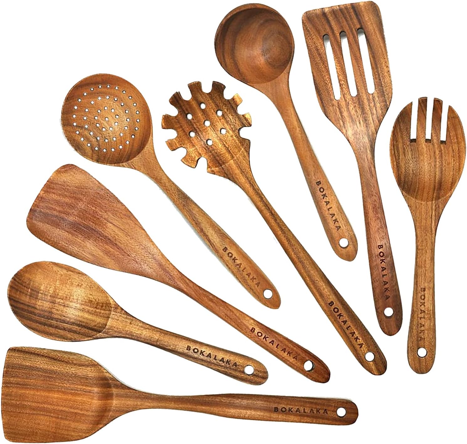 Teak Wooden Spoons for Cooking - Kitchen Utensils Sets With Spatulas