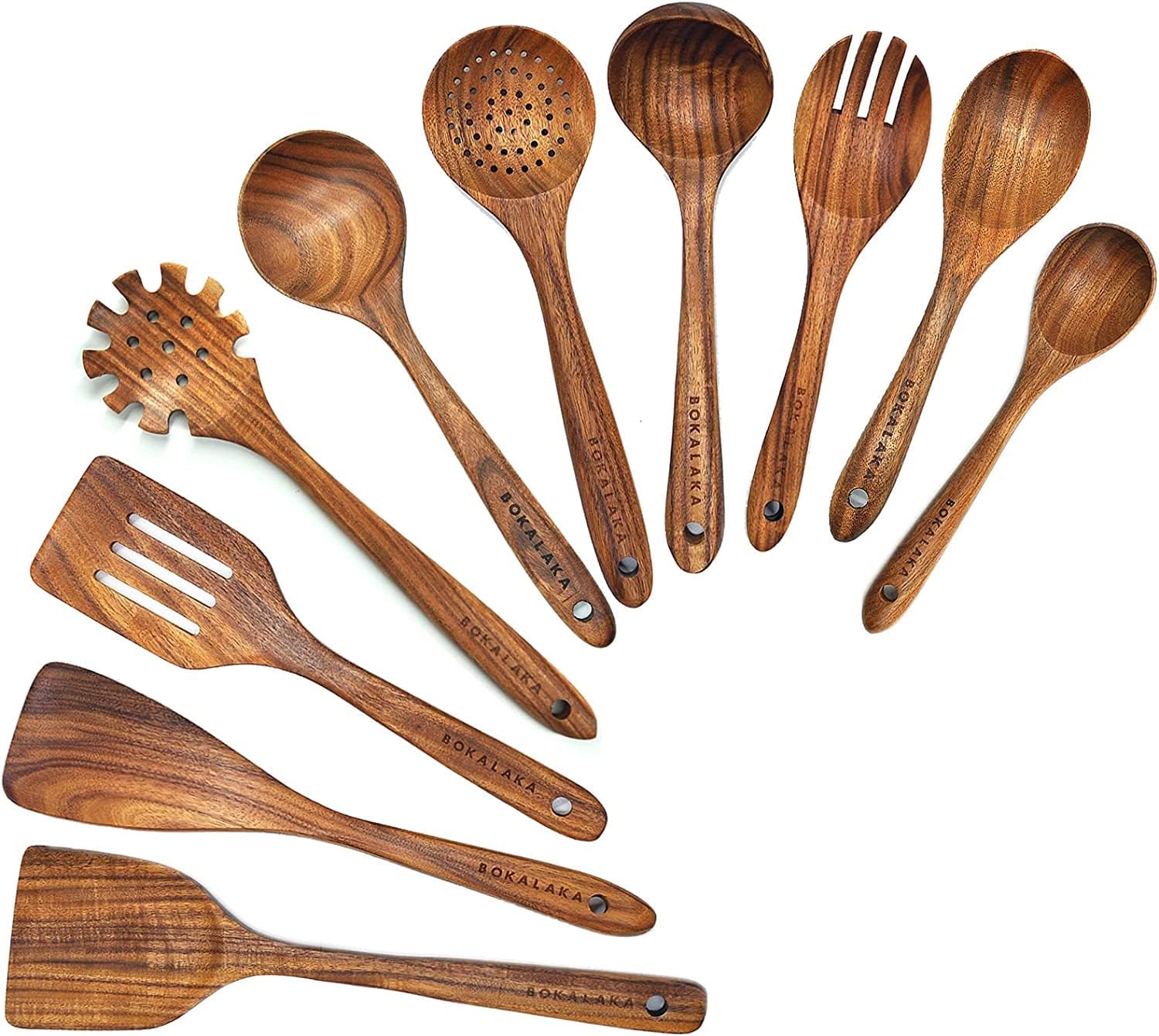 Teak Wooden Spoons for Cooking - Kitchen Utensils Sets With Spatulas