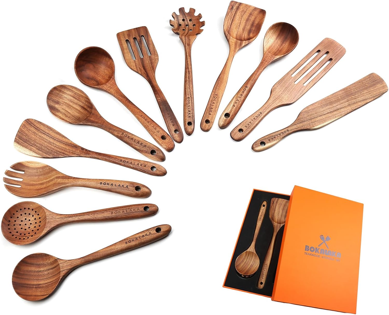 Teak Wooden Spoons for Cooking - Kitchen Utensils Sets With Spatulas