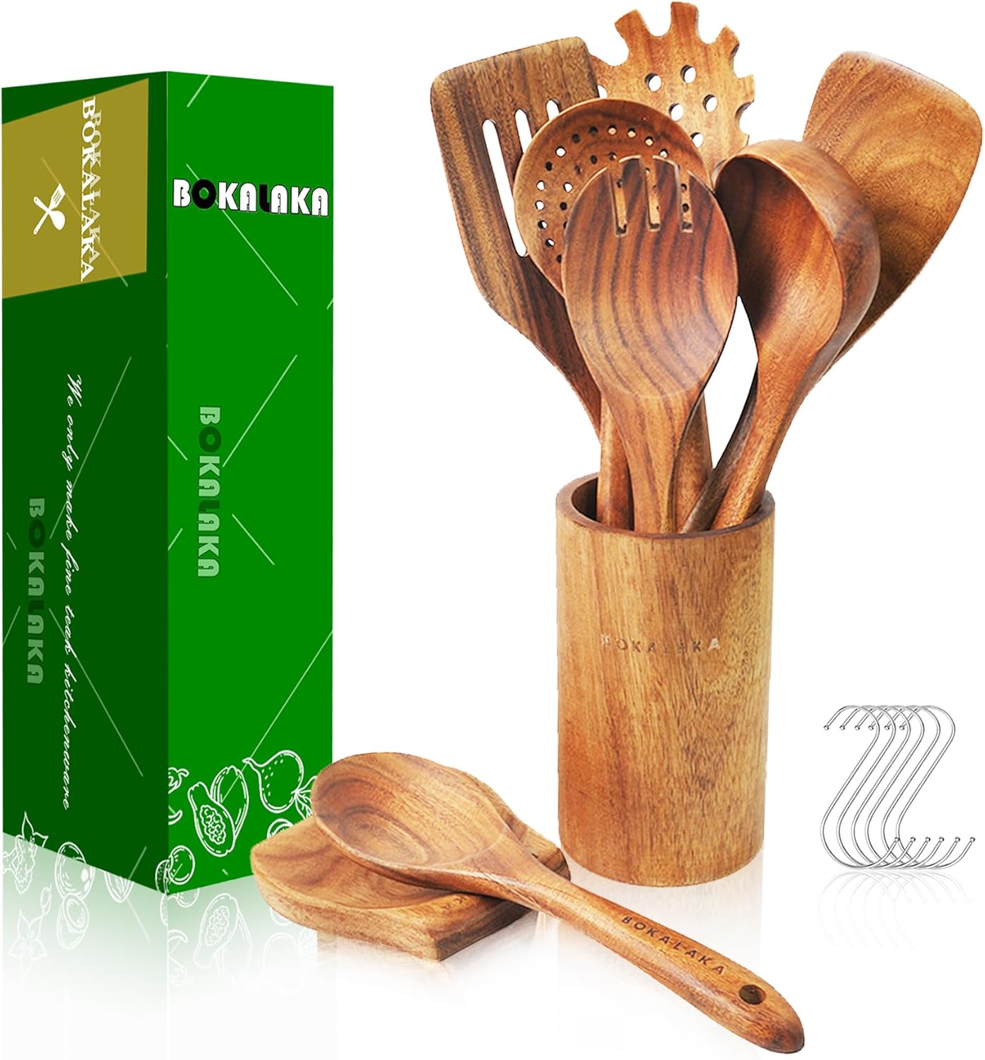 Teak Wooden Spoons for Cooking - Kitchen Utensils Sets With Spatulas