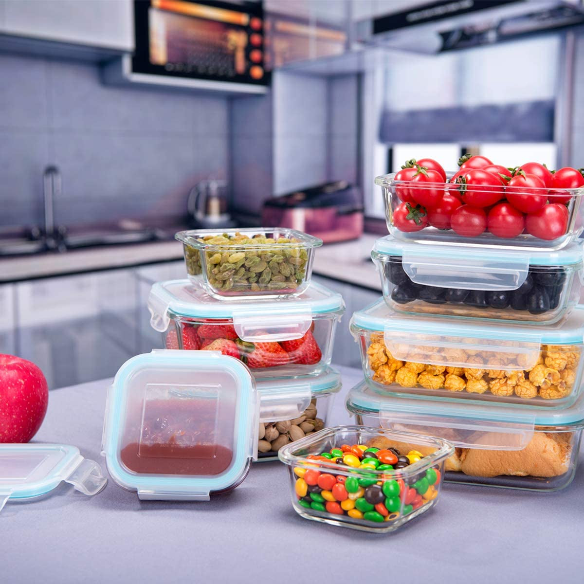 18-Piece BPA-Free Glass Food Storage Container Set with Lids - Leak-Proof Meal Prep Containers (9 Containers and 9 Lids)