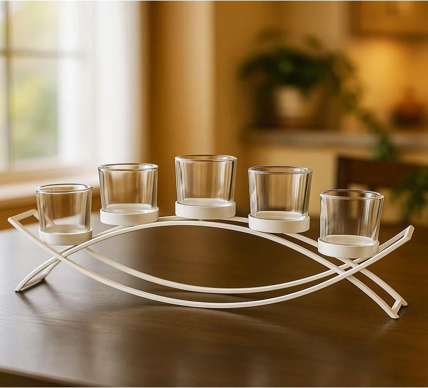 Seraphic Iron Arch Table Centerpiece Decoration 3 Cups