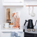 White Silicone and Copper Kitchen Utensils Set with Holder - 17-Piece Rose Gold Cooking Tools for Nonstick Cookware