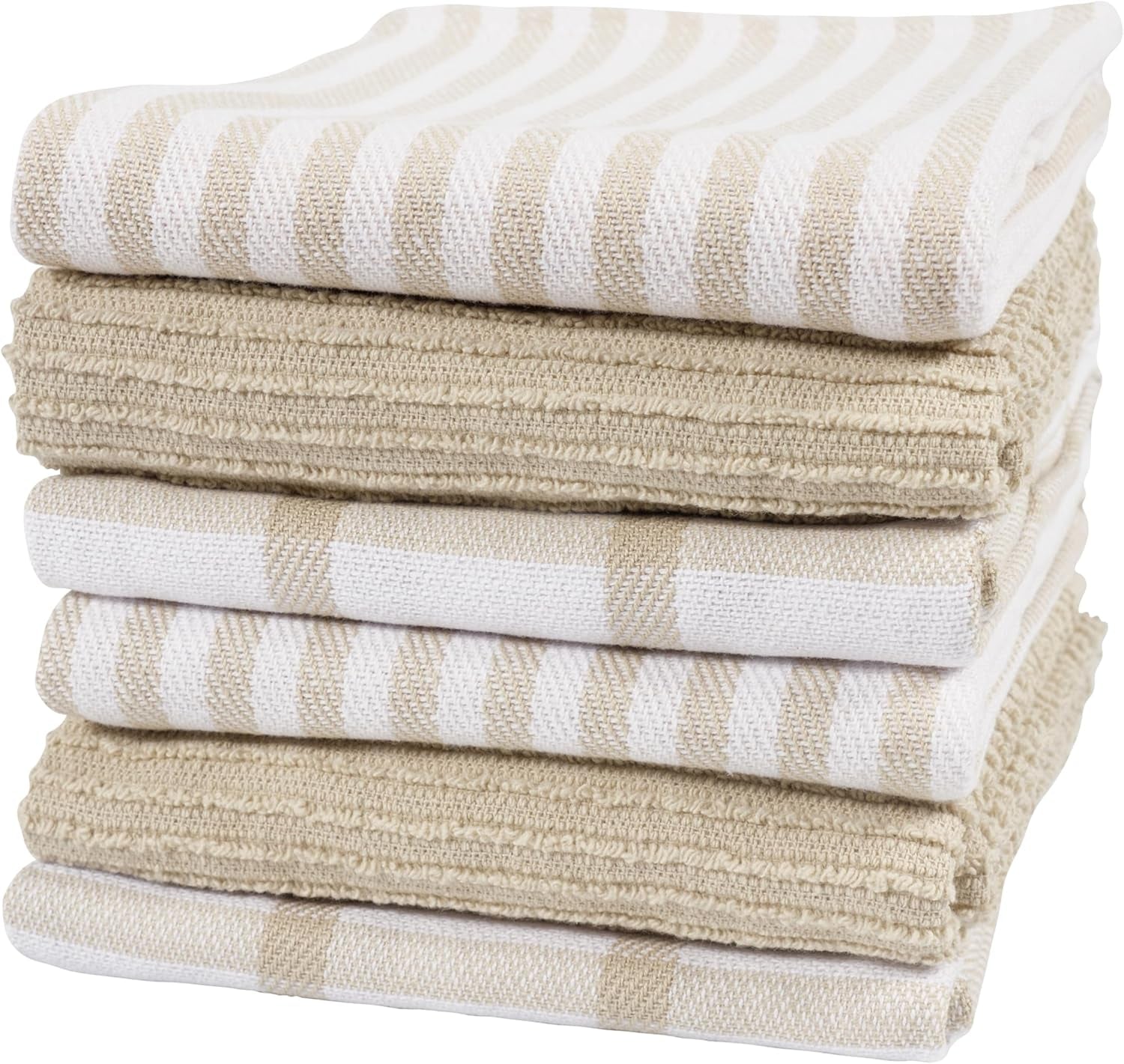 KAF Home Premium Kitchen Towels (18" x 28"), Large 100% Cotton, Flat & Terry Absorbent Dish Towel Set (Black, 6 Pack)