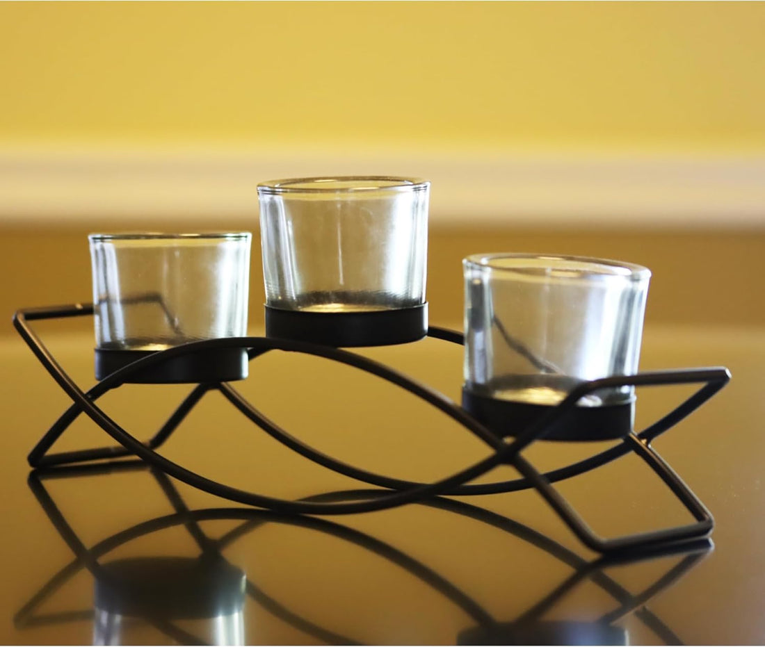 Seraphic Iron Arch Table Centerpiece Decoration 3 Cups
