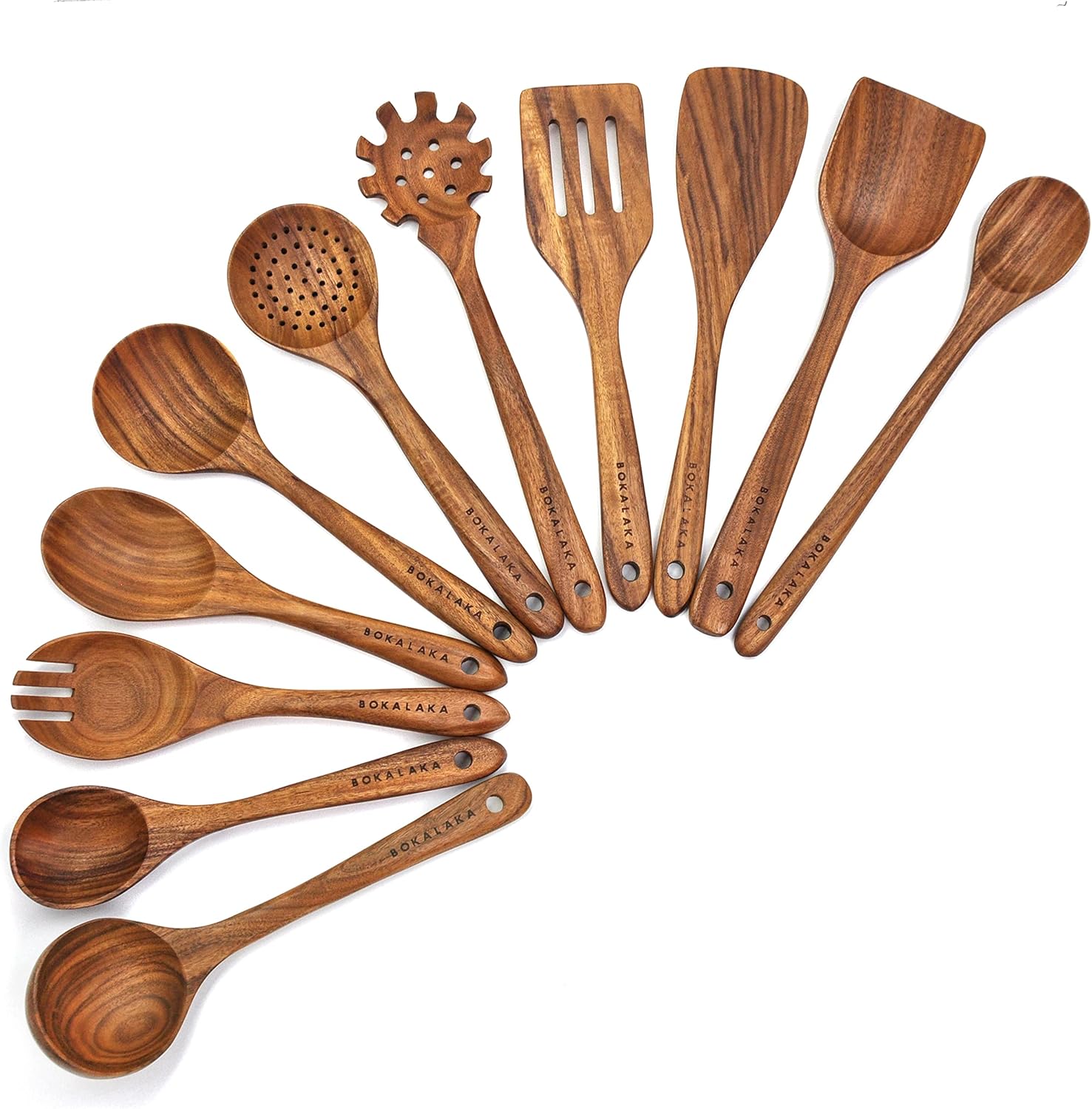 Teak Wooden Spoons for Cooking - Kitchen Utensils Sets With Spatulas