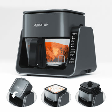 Small Air Fryer for Countertop, 2‑In‑1 Glass Air Fryer & Grill Pan Combo