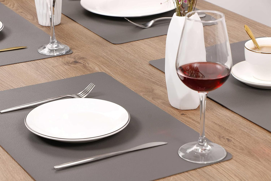 Wipeable Placemats Leather Table Mats Waterproof Heat-Resistant Easy to Clean for Dining Table Set Kitchen Table