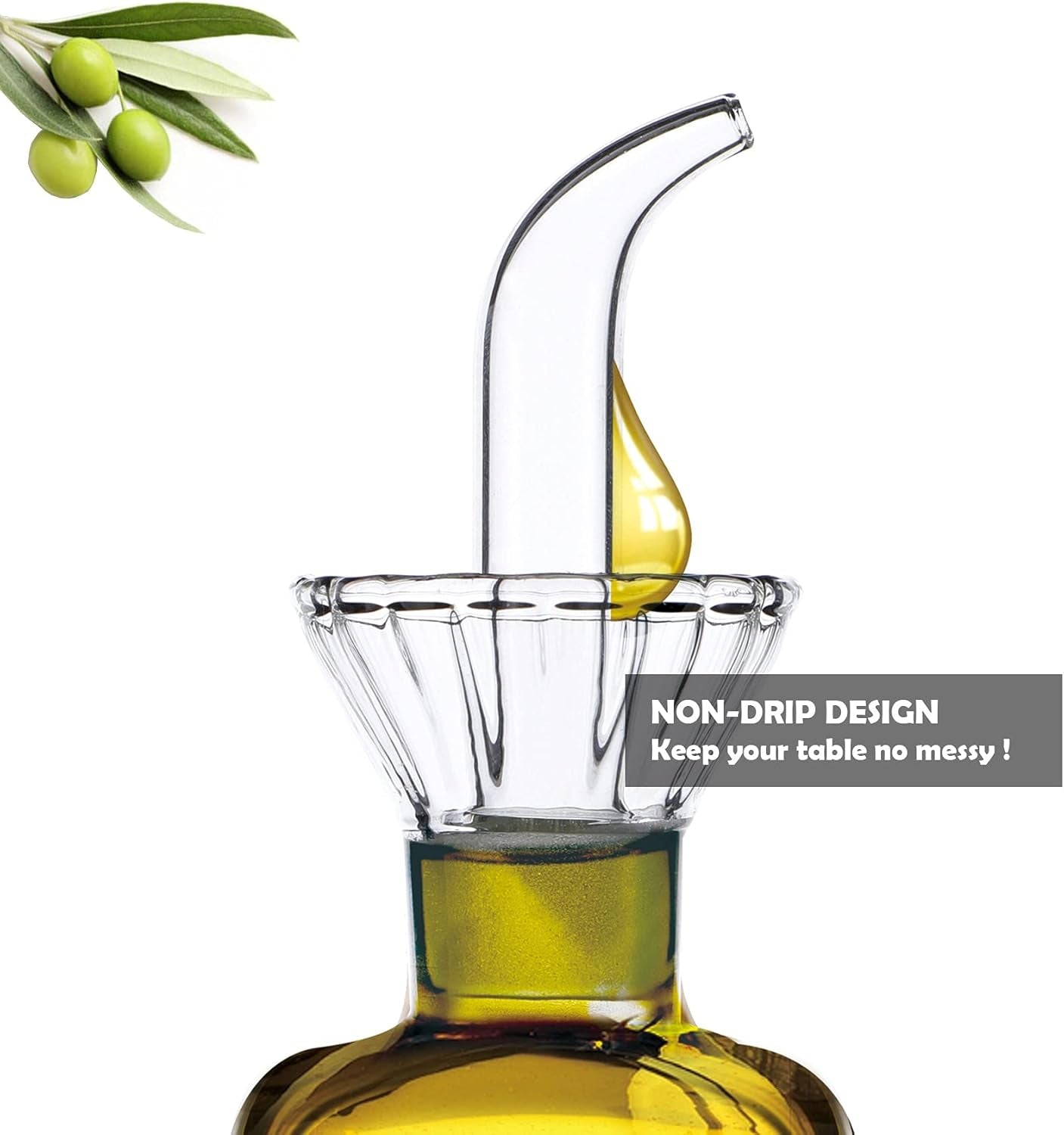 HAIZEEN 4 oz/125 ml Clear Glass Olive Oil Dispenser Bottle - Oil & Vinegar Cruet with Pourers