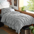 Bedsure Queen Comforter Set Grey - Bed in a Bag Queen Size 7 Pieces, GentleSoft™ Pintuck Bed Set Gift for Family, Pinch Pleat Grey Comforter with Sheets, Pillowcases & Shams