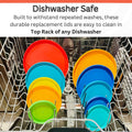1 Cup/236 mL Blue Replacement Lids/Covers for Pyrex 7202-PC, Anchor Hocking & Klare Ware Storage Bowls *Lids Only - Glass Container Not Included* (6 Pack, Blue)