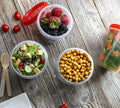 (32 Ounce 10 Pack) Twist cap Containers Clear Bottom With Red Top Screw on Lids Twist Top Food Storage Freezer Containers