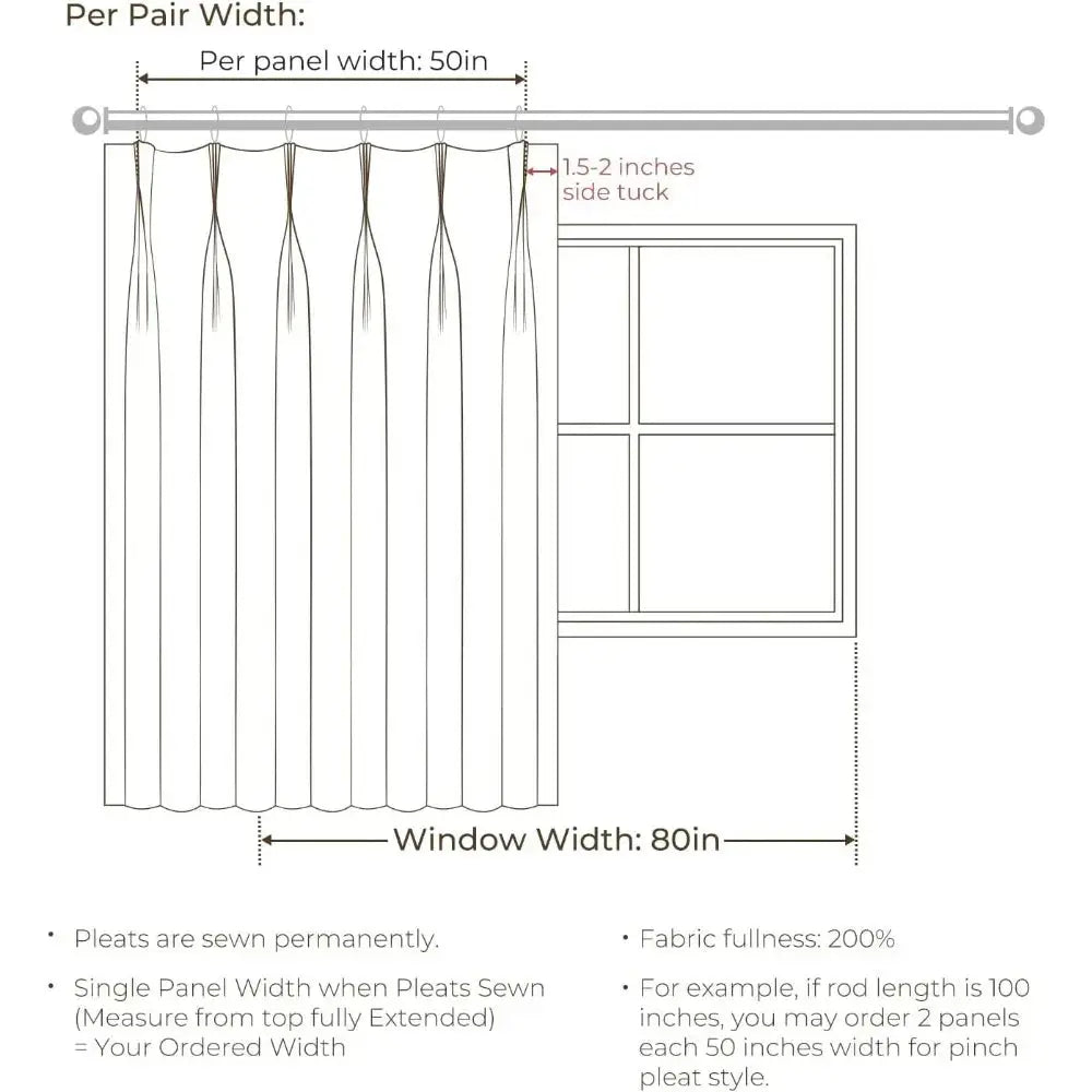 108 Inches Long Blackout Curtain for Bedroom Kids Room , Linen Blend Thermal Insulated Curtain 52Wx108L,1 Panel