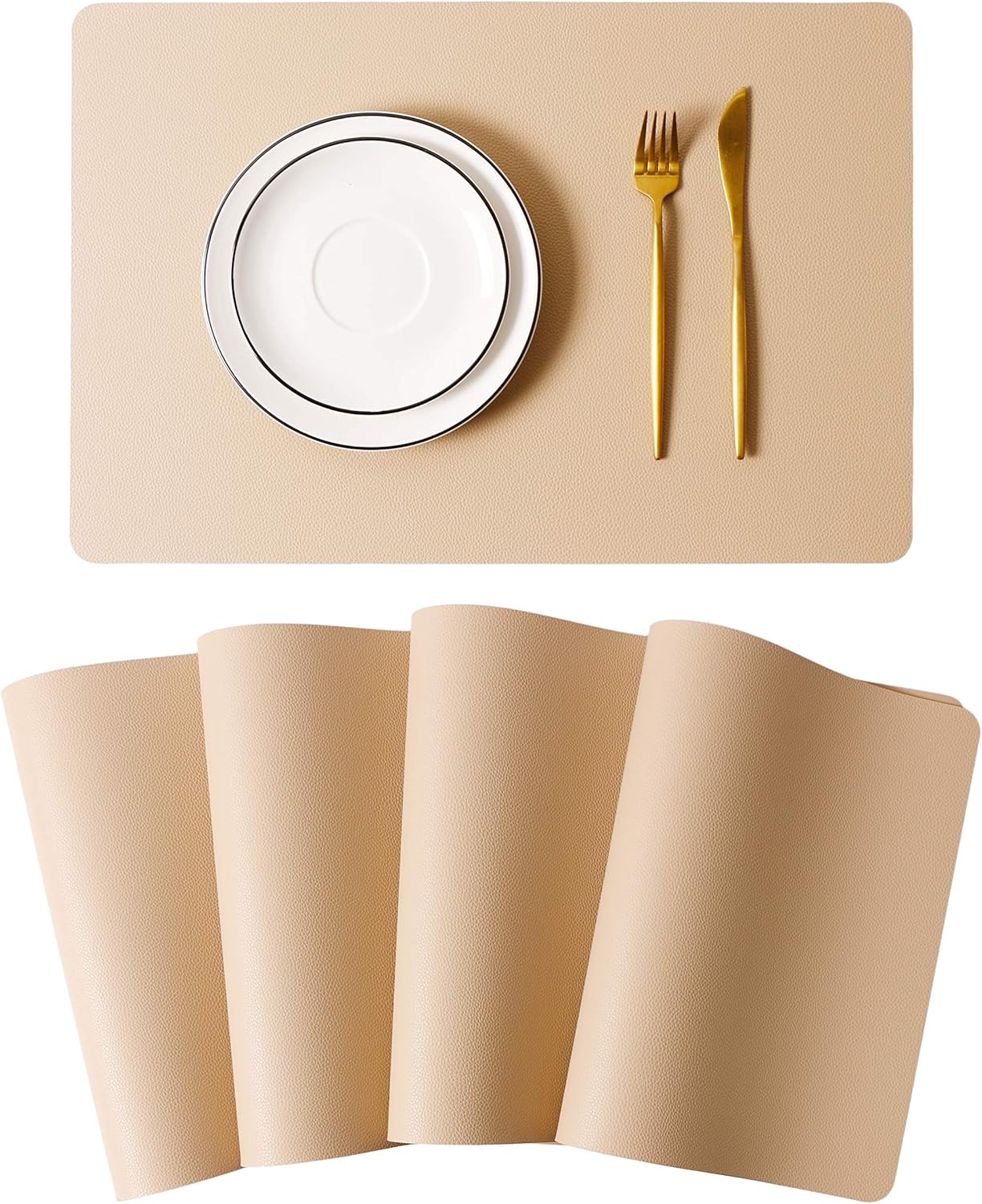 Wipeable Placemats Leather Table Mats Waterproof Heat-Resistant Easy to Clean for Dining Table Set Kitchen Table