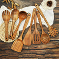 Teak Wooden Spoons for Cooking - Kitchen Utensils Sets With Spatulas